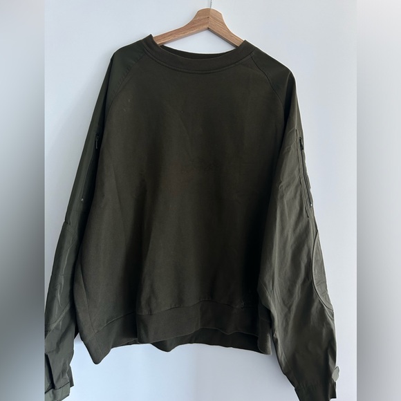 Mens Alexander Wang Fleece Army Dark Green Khaki Sweatshirt L ($800 value) - Picture 2 of 10